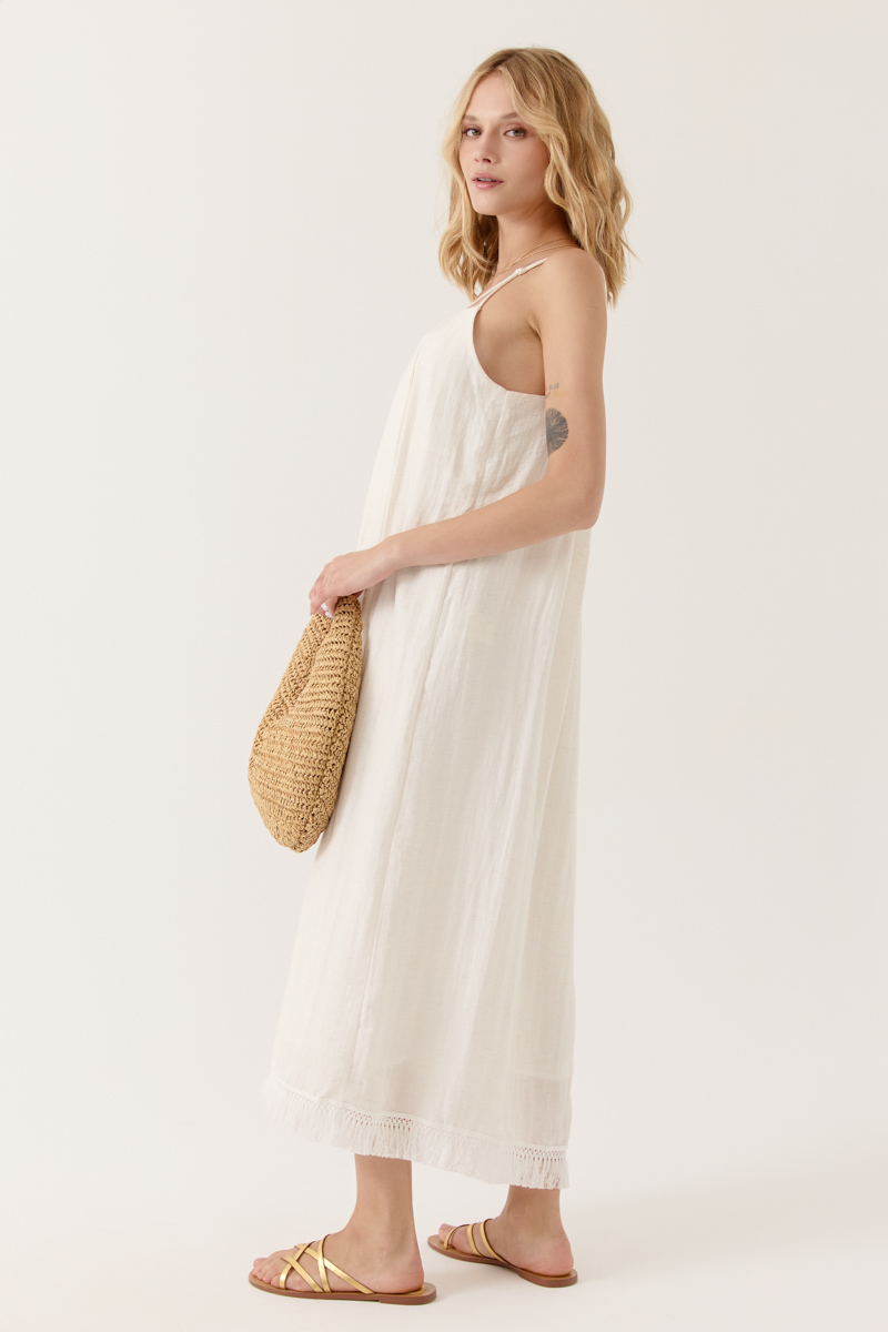 VESTIDO LARGO CLEANTA COLOR CRUDO 3